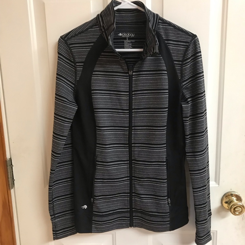 Ideology Black & Gray stripe Athletic Jacket Sz S